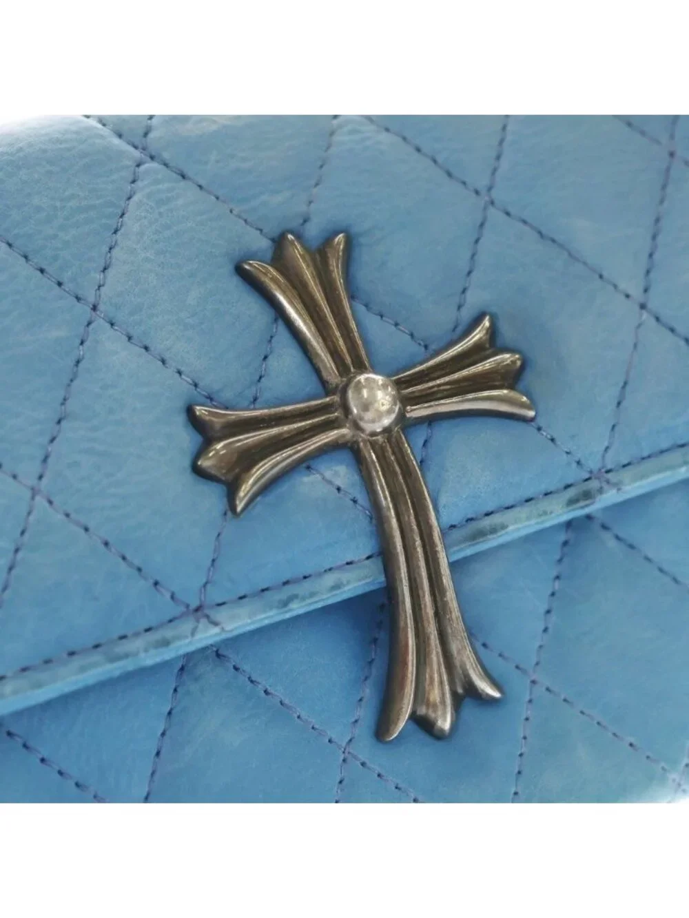 Chrome Hearts Dinner LG CH Cross Leather Clutch with Cloth